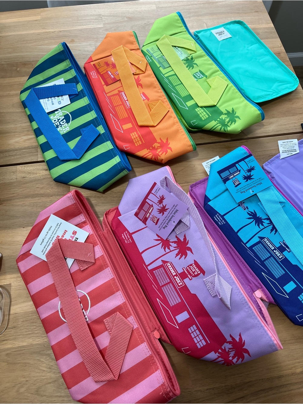 NWT Set of 6, Trader Joe's Mini Insulated Tote Summer Collection